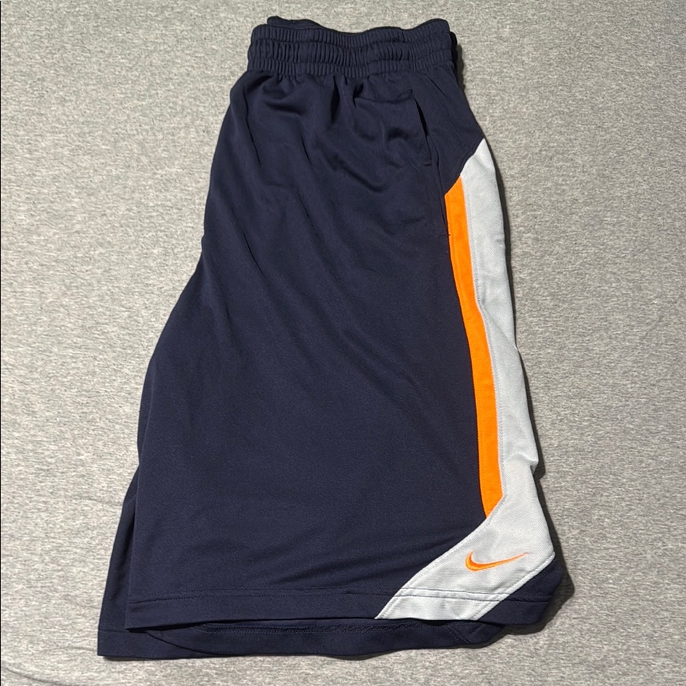 Nike Dark Blue Shorts with Orange and Silver Stripes